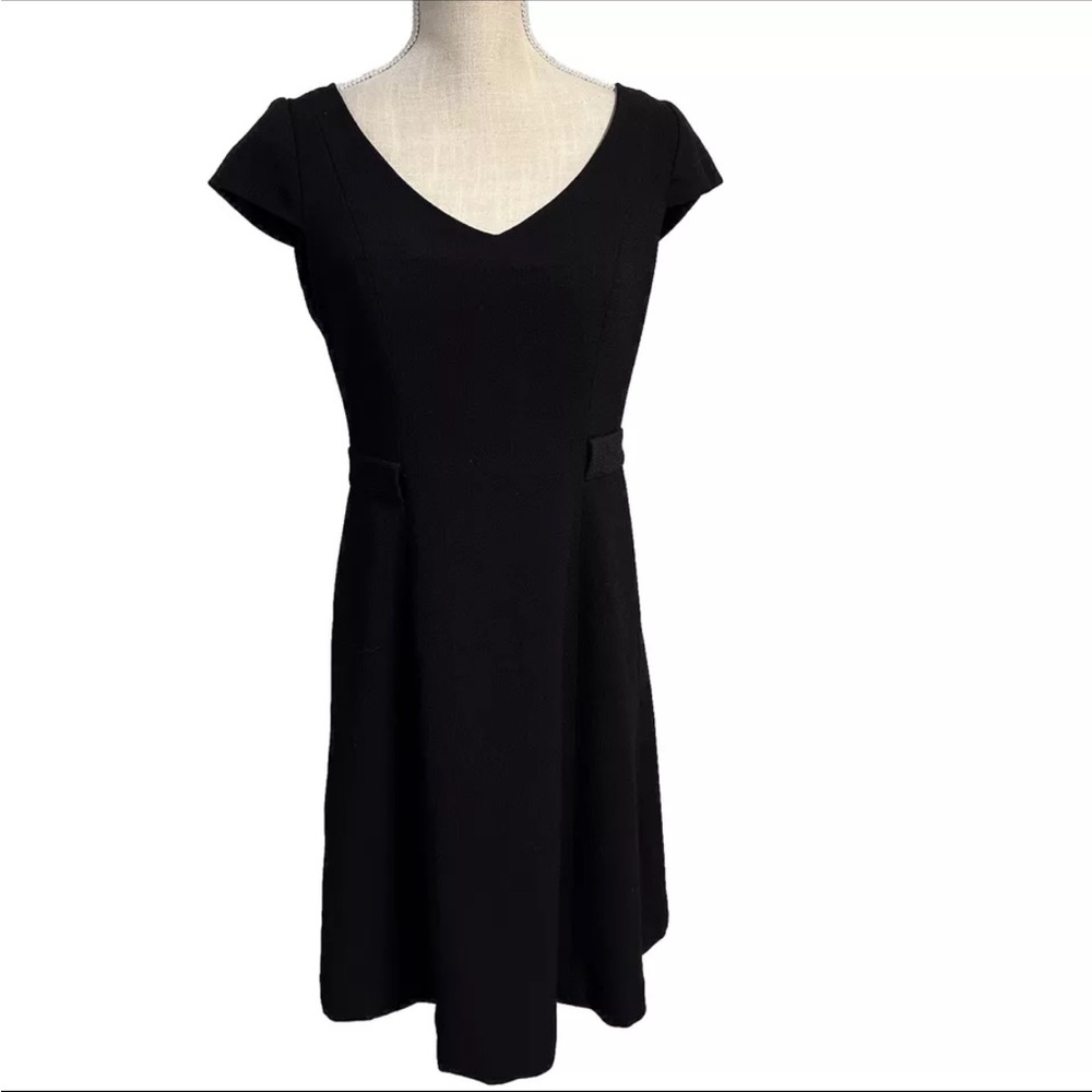Evan Picone Black Dress Cap Sleeve Textured